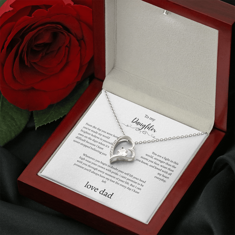 To My Daughter Gift From Dad White Message Card  Heart Necklace