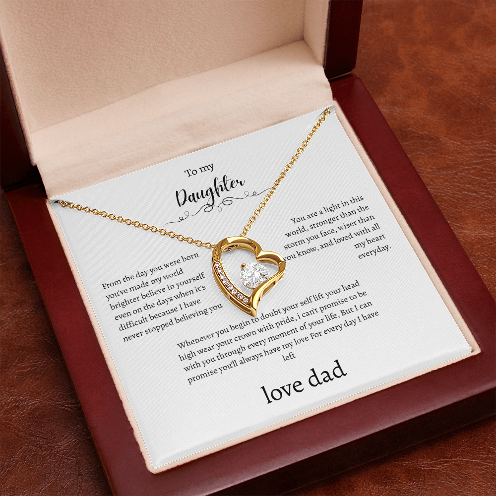 To My Daughter Gift From Dad White Message Card  Heart Necklace