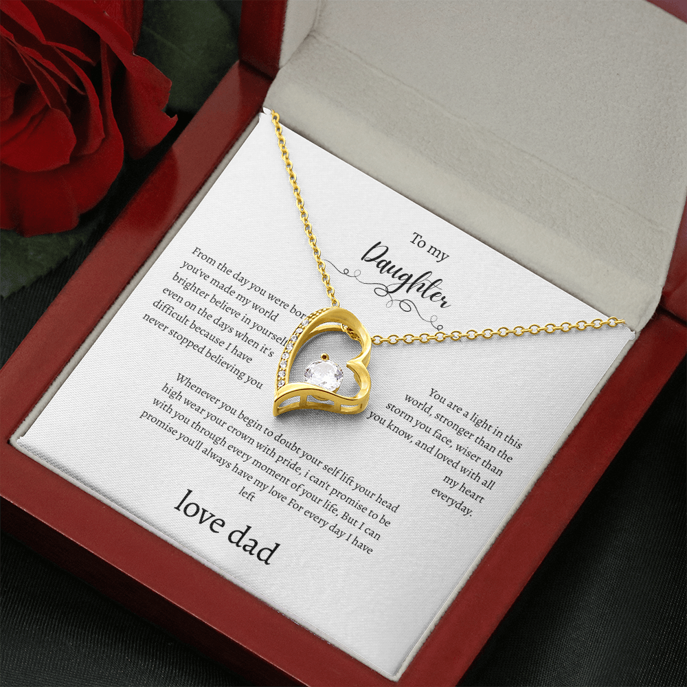 To My Daughter Gift From Dad White Message Card  Heart Necklace
