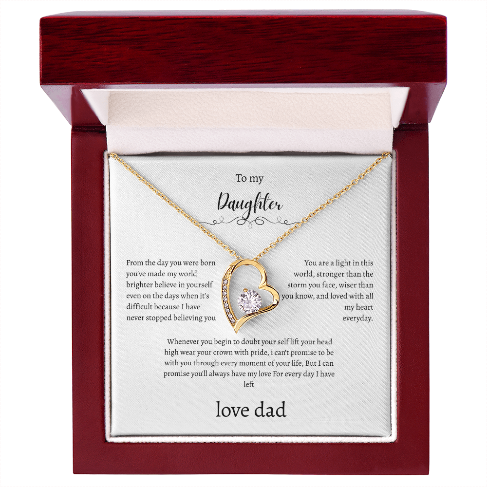 To My Daughter Gift From Dad White Message Card  Heart Necklace