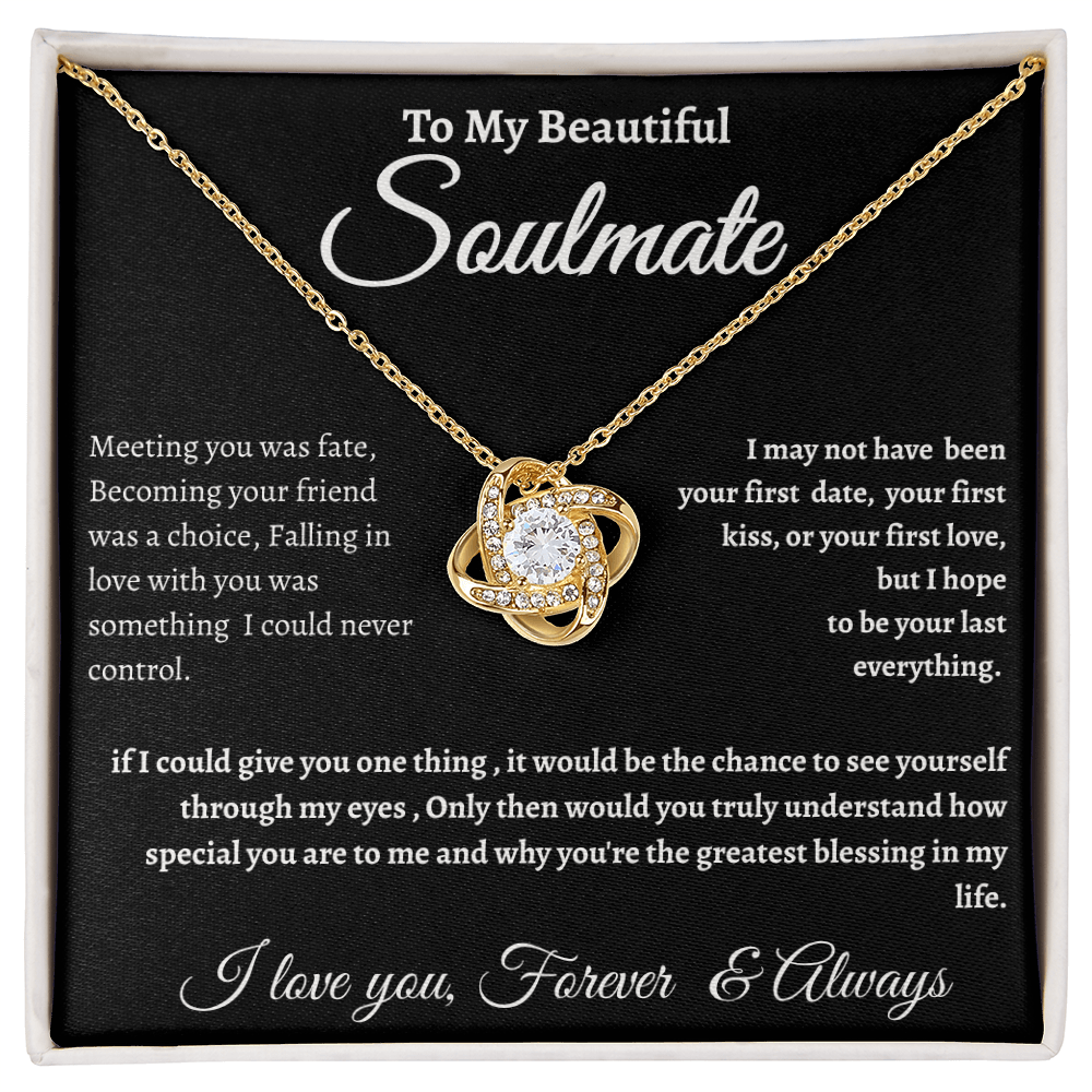 Black Message Card Soulmate Necklace Romance Gift For Soul Mate With Message