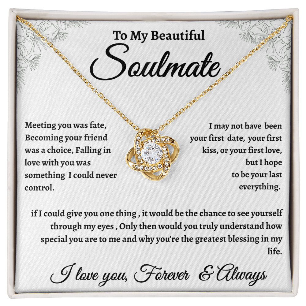 Floral Message Card Soulmate Necklace Romance Gift For Soulmate With Message