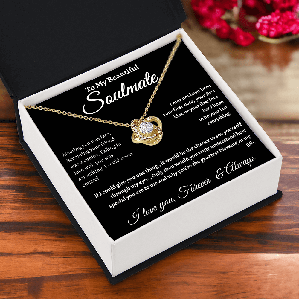 Black Message Card Soulmate Necklace Romance Gift For Soul Mate With Message
