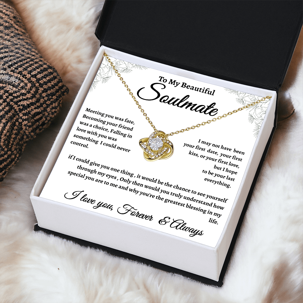 Floral Message Card Soulmate Necklace Romance Gift For Soulmate With Message
