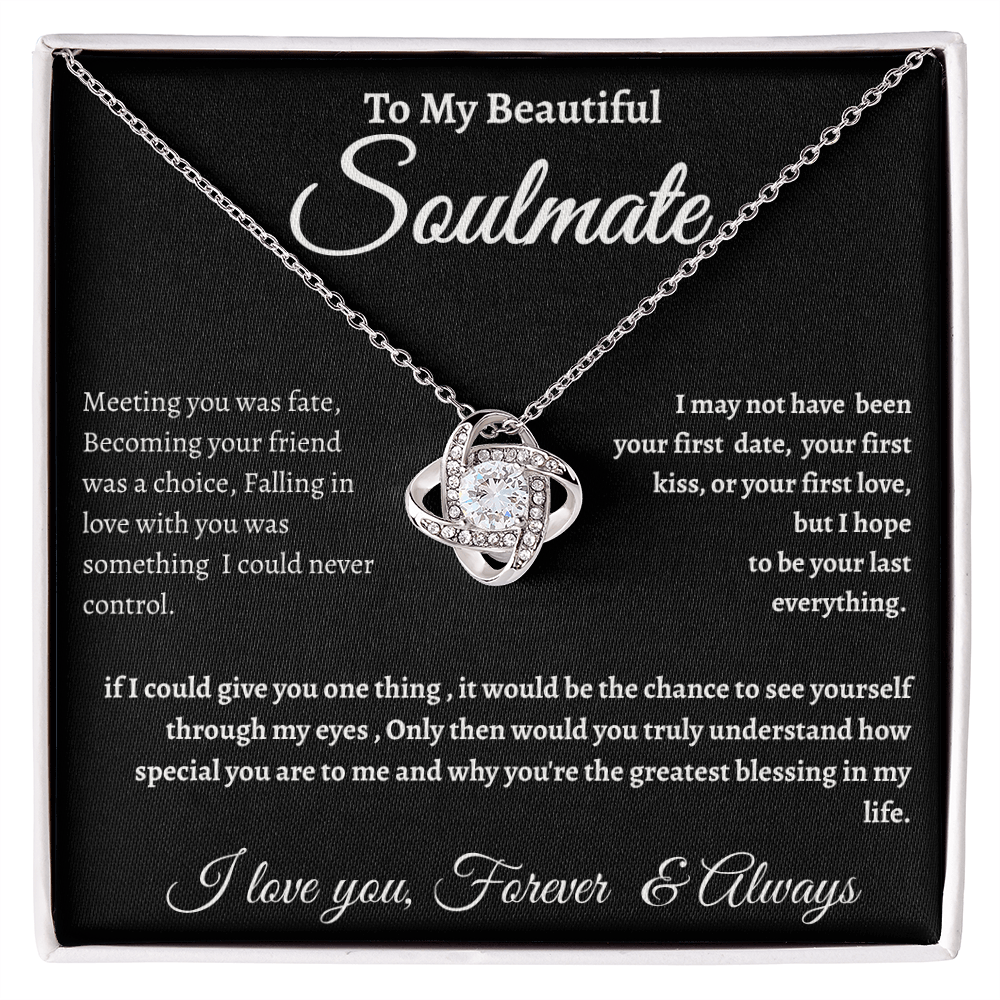 Black Message Card Soulmate Necklace Romance Gift For Soul Mate With Message