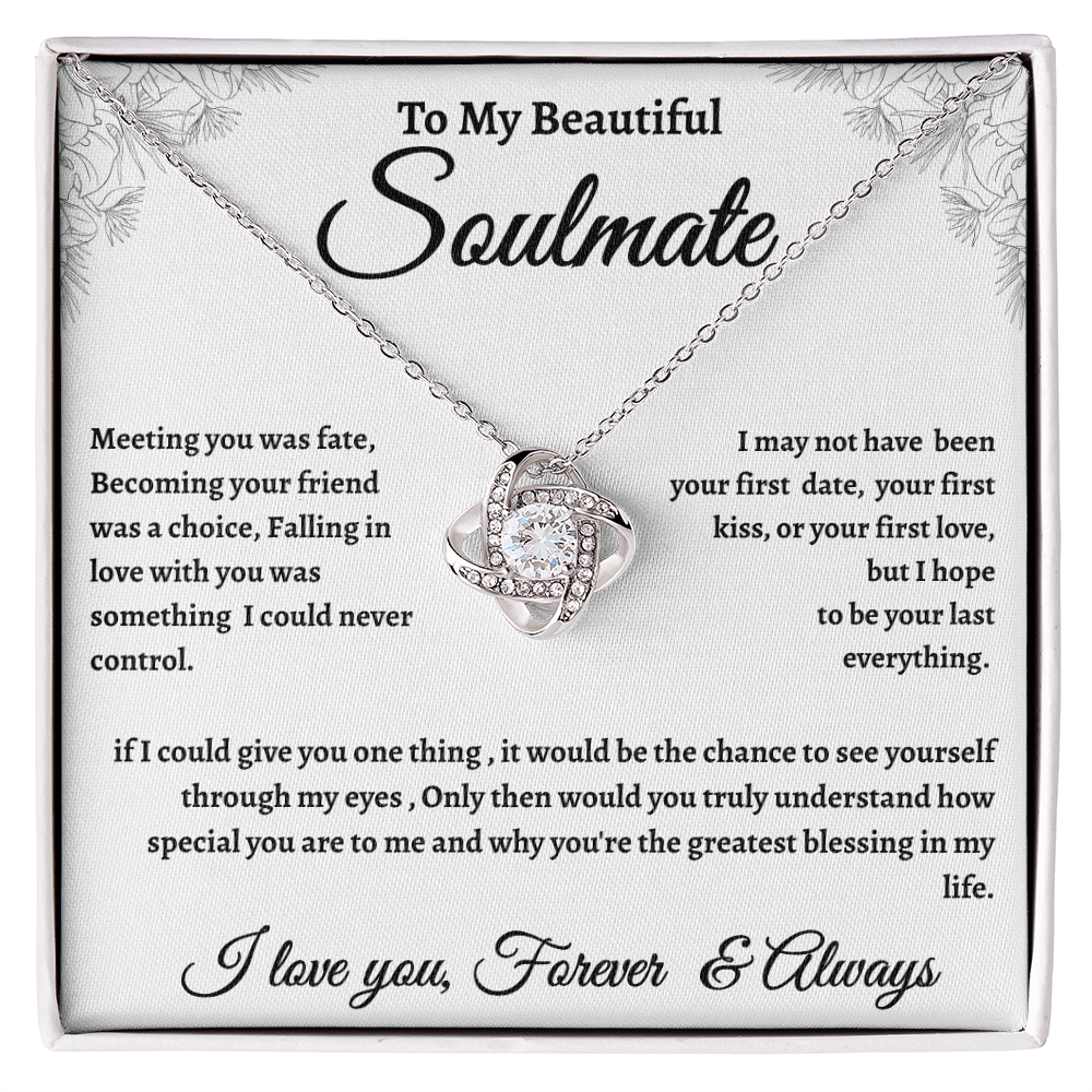 Floral Message Card Soulmate Necklace Romance Gift For Soulmate With Message
