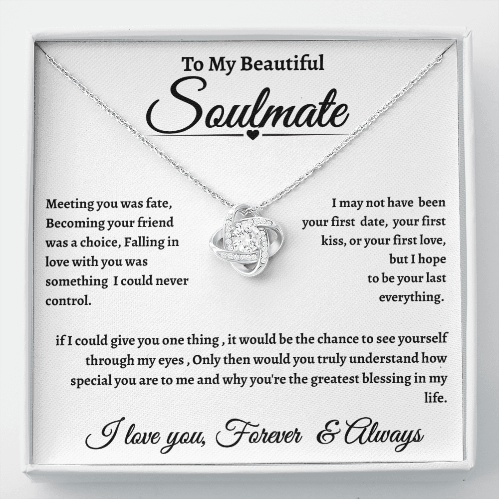 White Message Card Soulmate Necklace Romantic Gift With Message Card