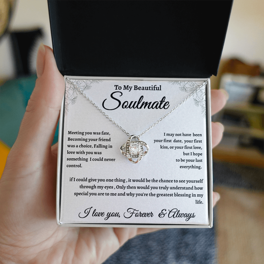 Floral Message Card Soulmate Necklace Romance Gift For Soulmate With Message