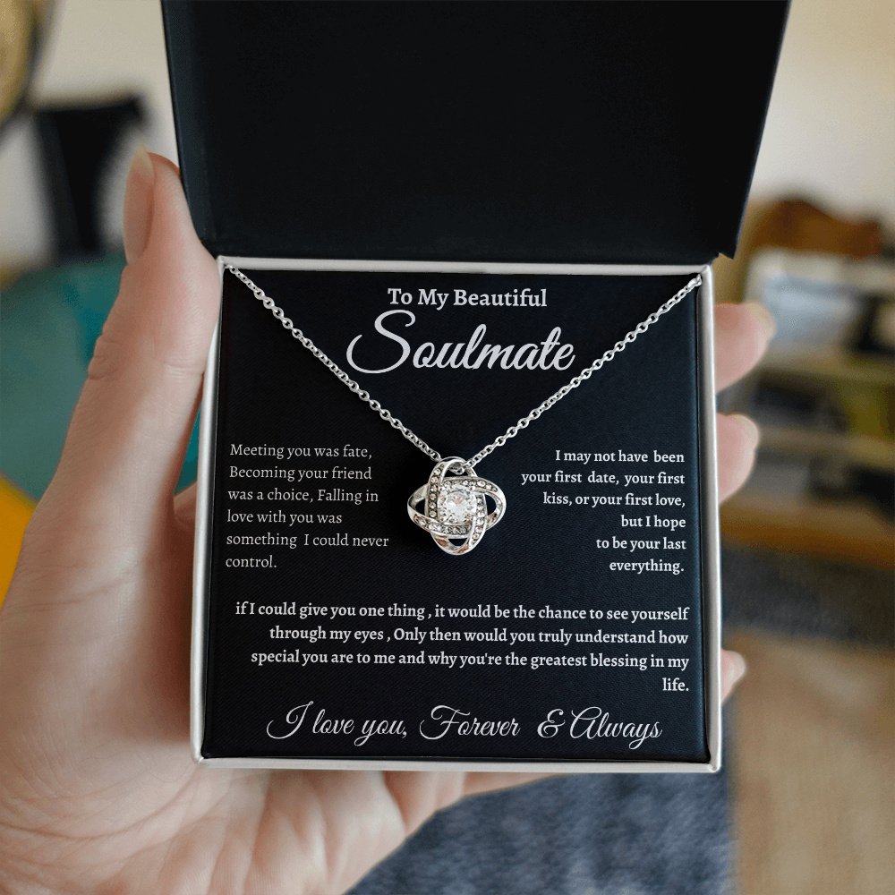 Black Message Card Soulmate Necklace Romance Gift For Soul Mate With Message