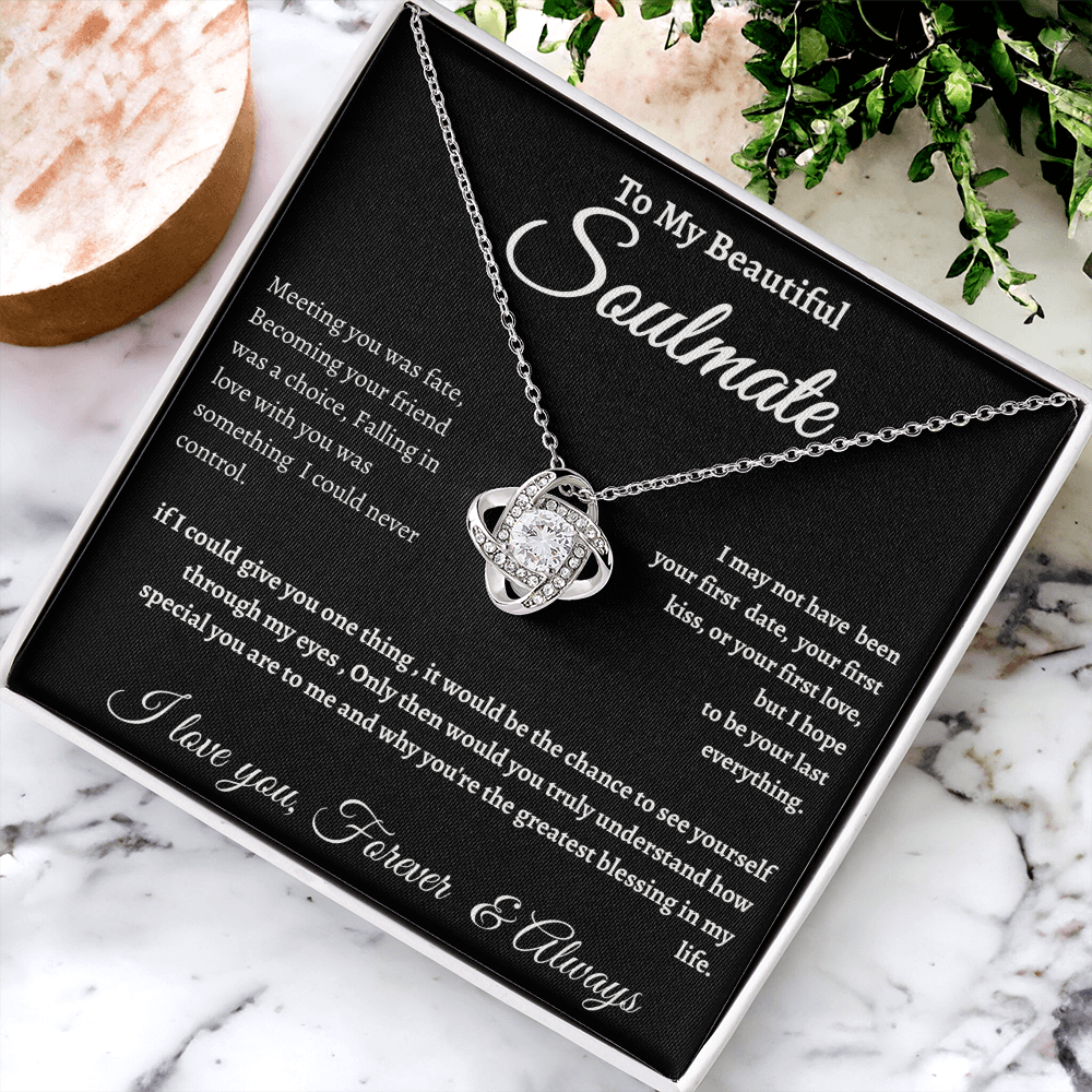 Black Message Card Soulmate Necklace Romance Gift For Soul Mate With Message