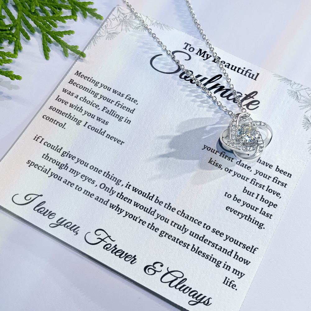 Floral Message Card Soulmate Necklace Romance Gift For Soulmate With Message