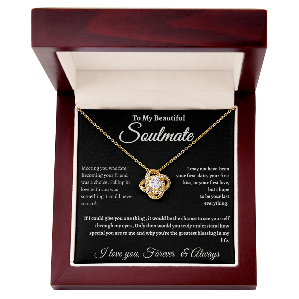 Black Message Card Soulmate Necklace Romance Gift For Soul Mate With Message