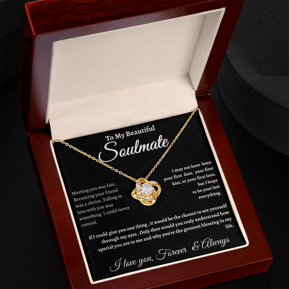 Black Message Card Soulmate Necklace Romance Gift For Soul Mate With Message