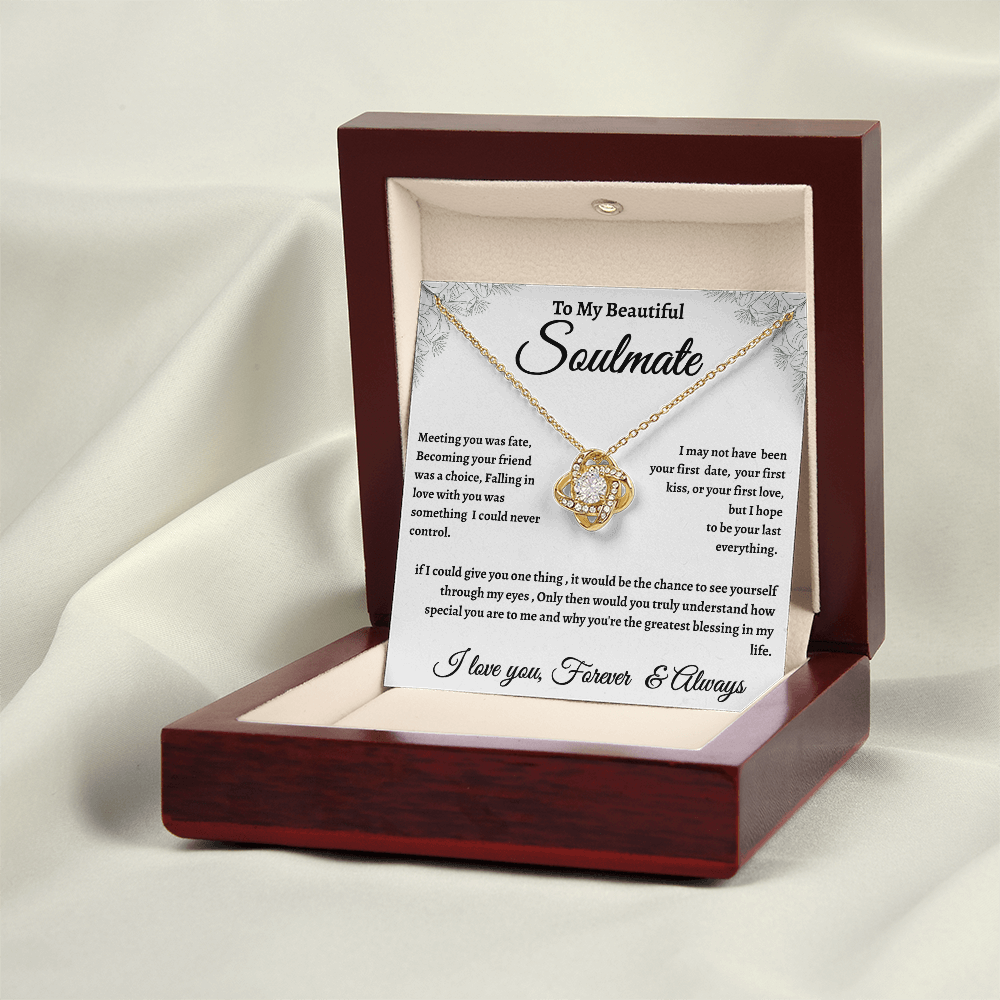 Floral Message Card Soulmate Necklace Romance Gift For Soulmate With Message