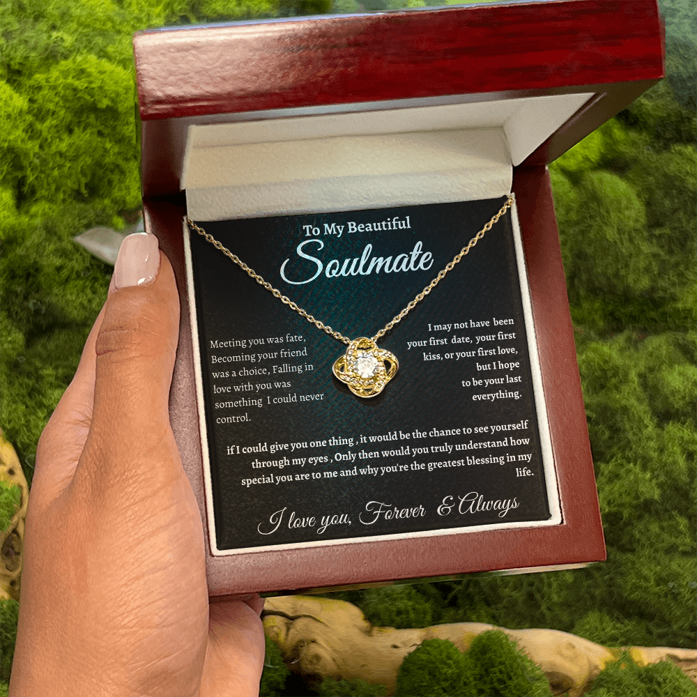 Black Message Card Soulmate Necklace Romance Gift For Soul Mate With Message