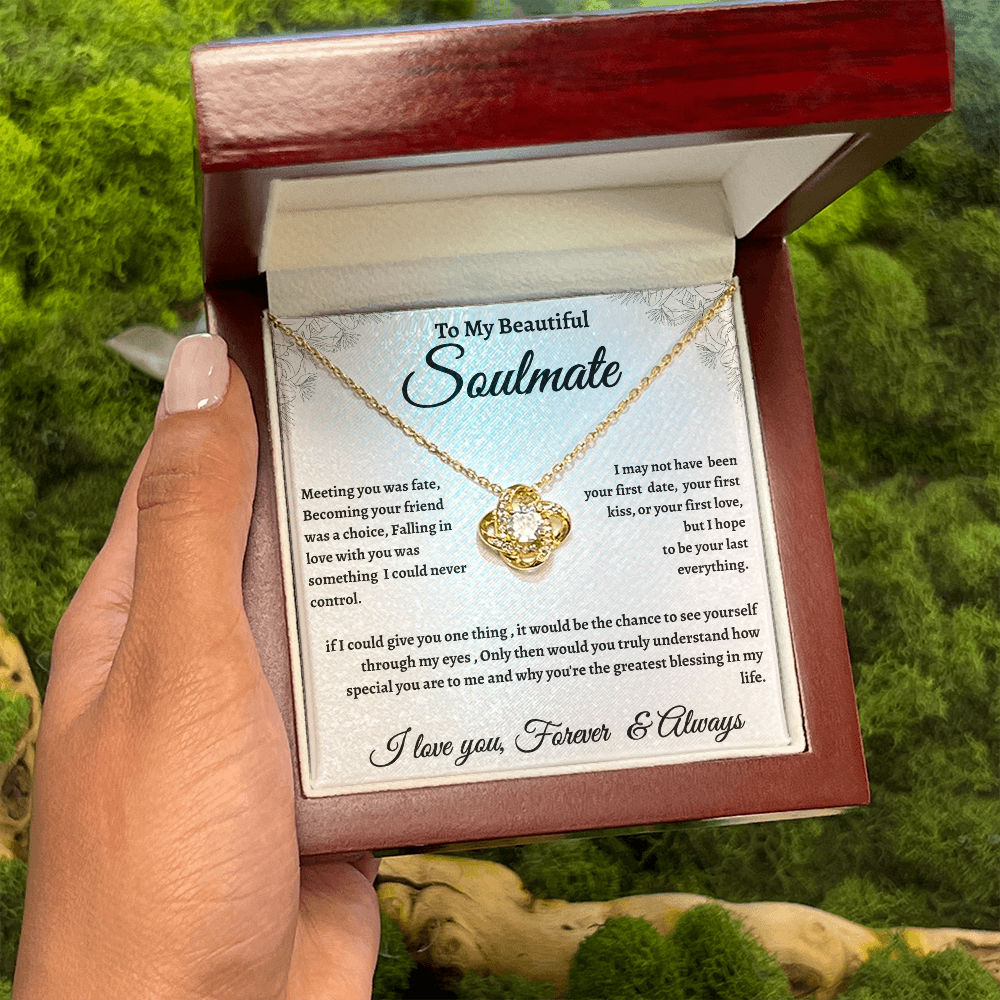 Floral Message Card Soulmate Necklace Romance Gift For Soulmate With Message