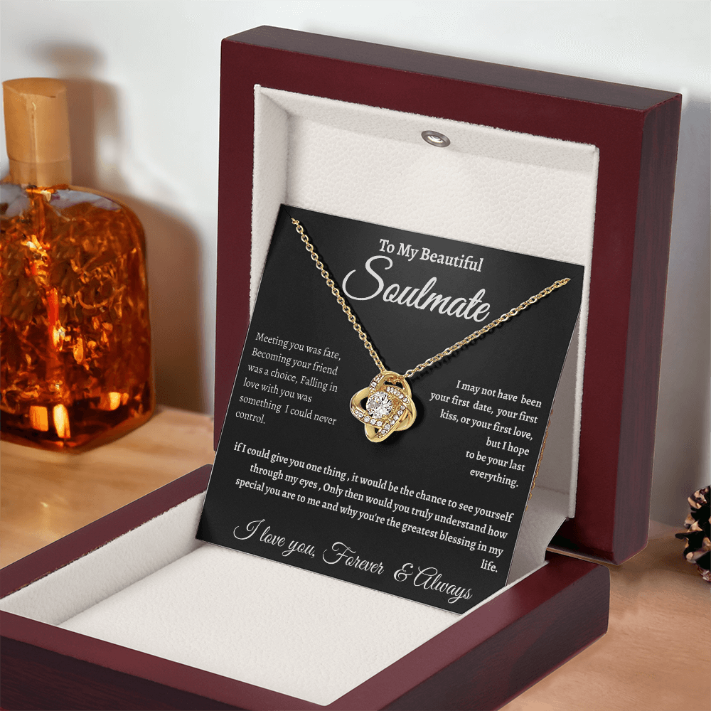 Black Message Card Soulmate Necklace Romance Gift For Soul Mate With Message