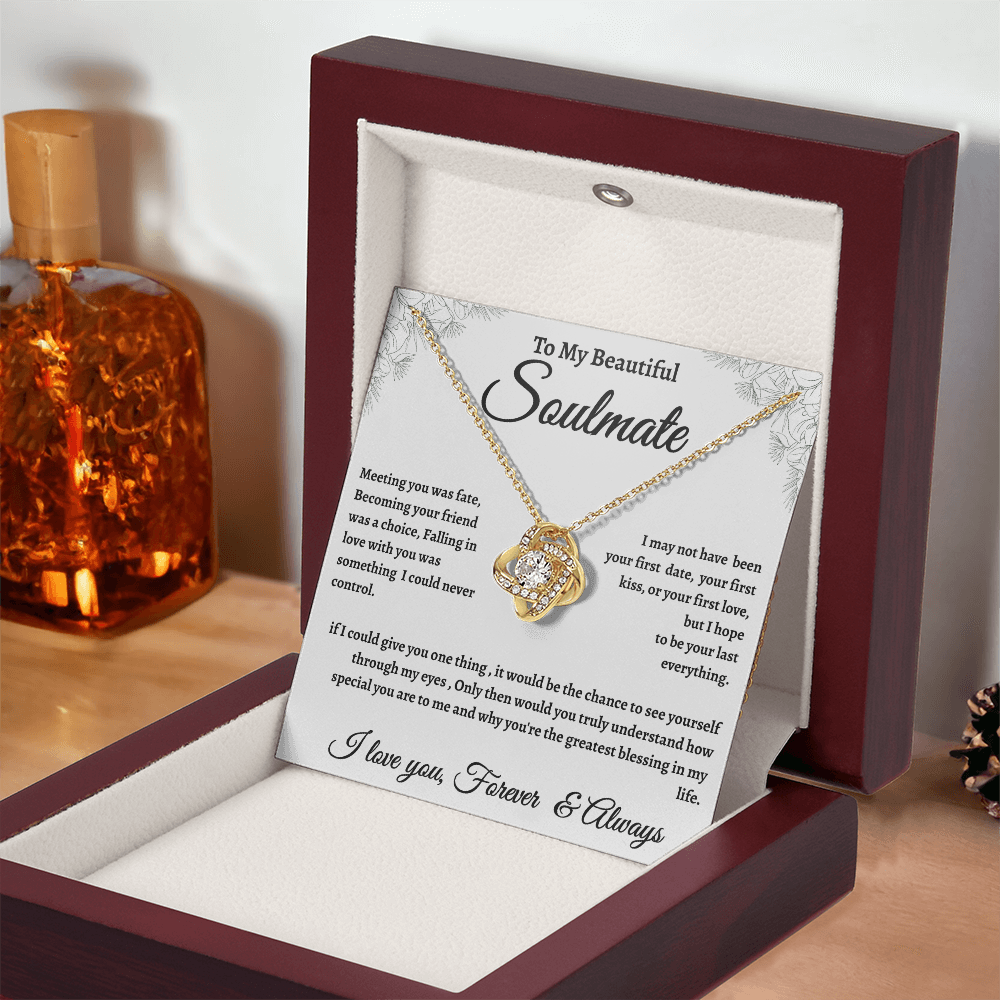 Floral Message Card Soulmate Necklace Romance Gift For Soulmate With Message