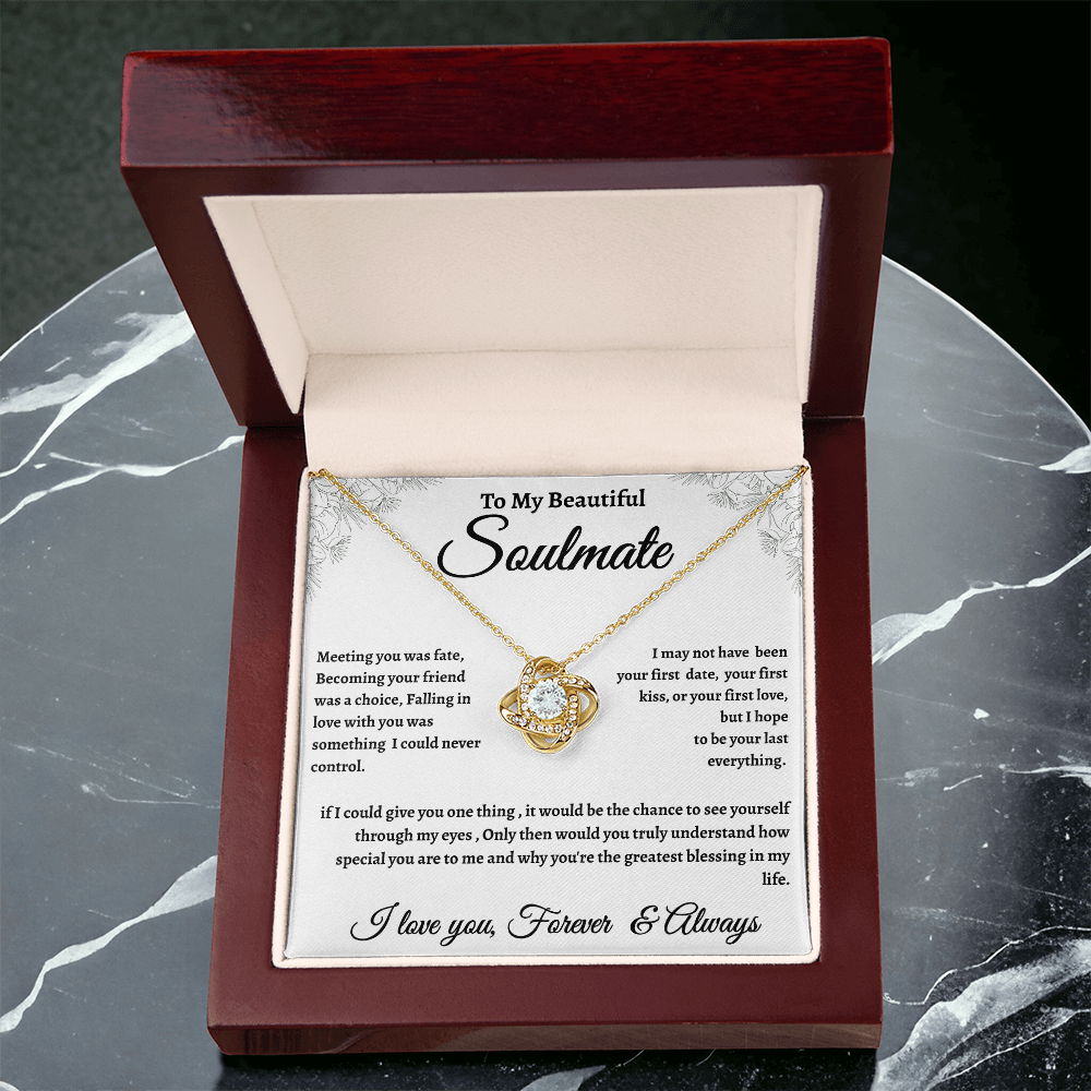 Floral Message Card Soulmate Necklace Romance Gift For Soulmate With Message
