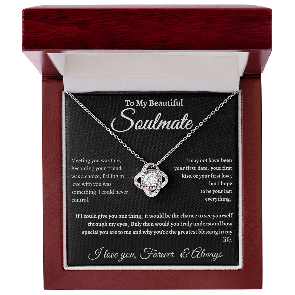 Black Message Card Soulmate Necklace Romance Gift For Soul Mate With Message