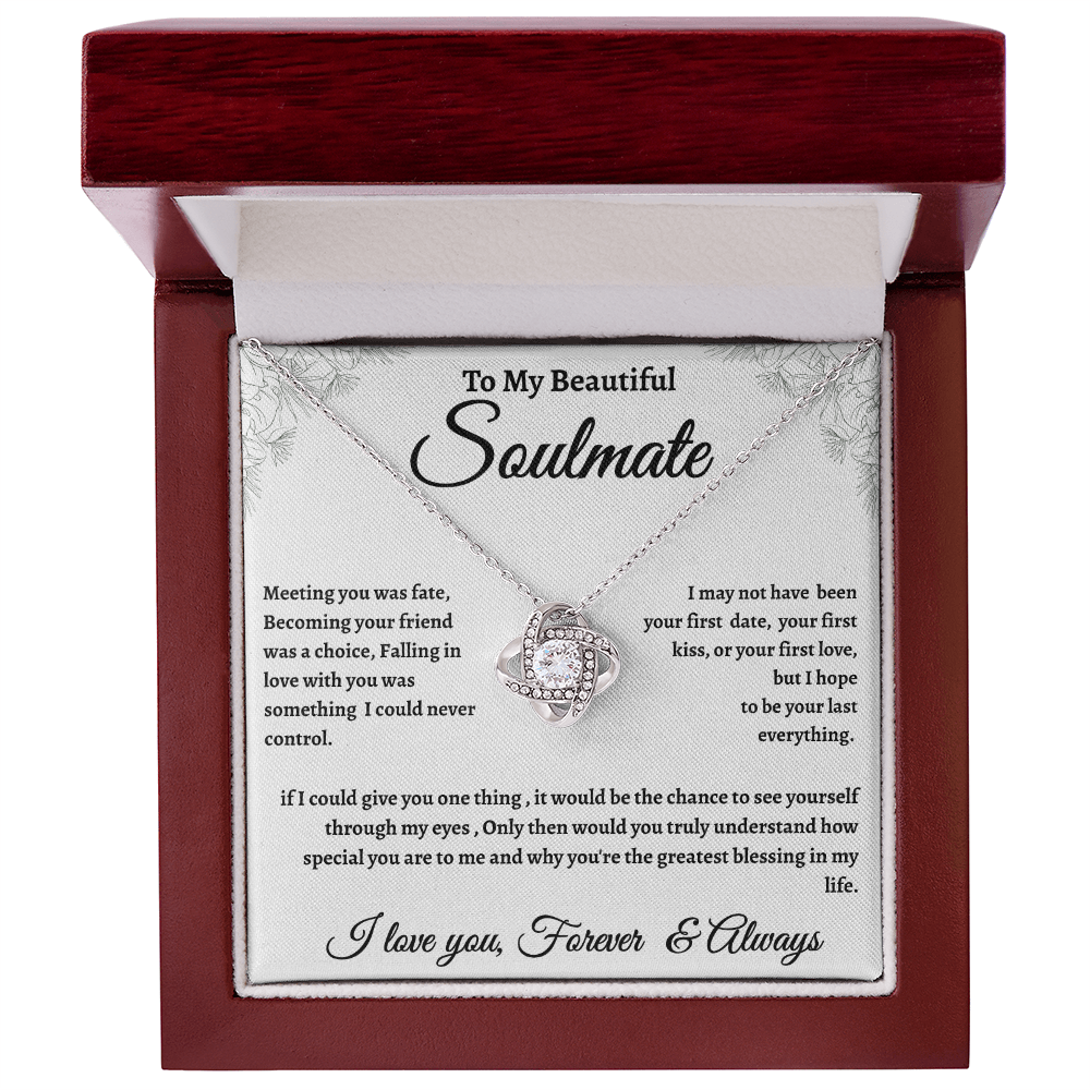 Floral Message Card Soulmate Necklace Romance Gift For Soulmate With Message