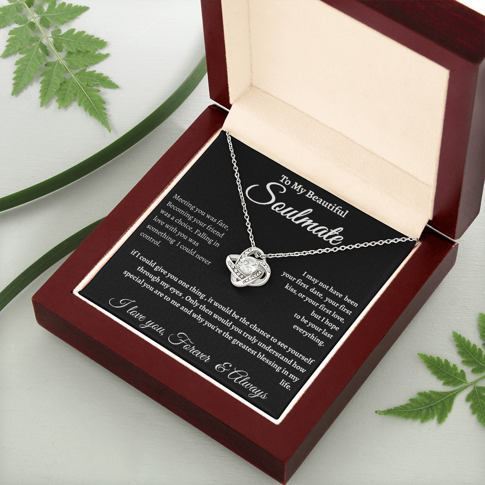 Black Message Card Soulmate Necklace Romance Gift For Soul Mate With Message
