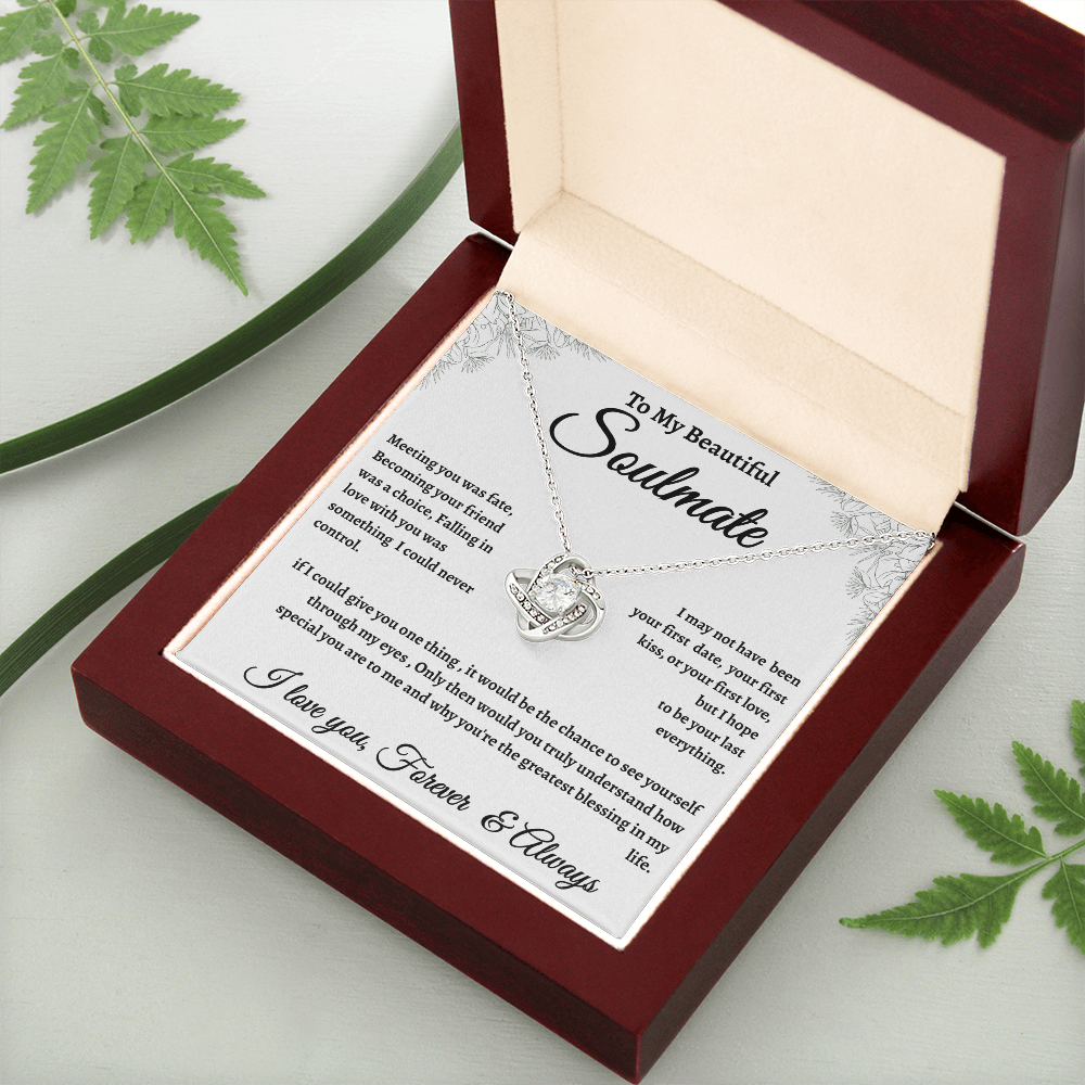 Floral Message Card Soulmate Necklace Romance Gift For Soulmate With Message