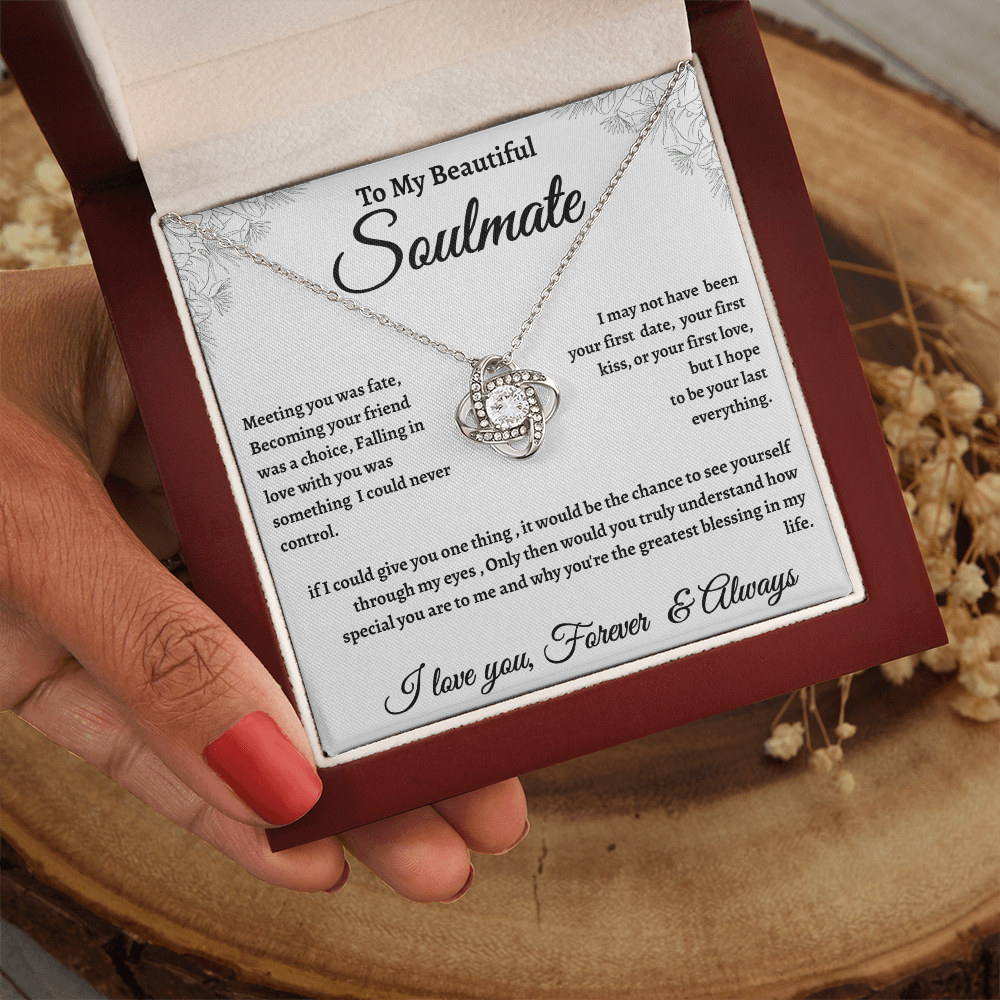 Floral Message Card Soulmate Necklace Romance Gift For Soulmate With Message