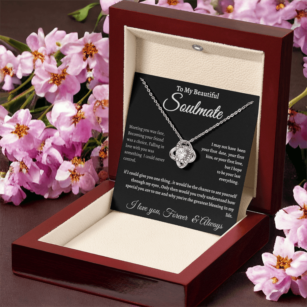 Black Message Card Soulmate Necklace Romance Gift For Soul Mate With Message