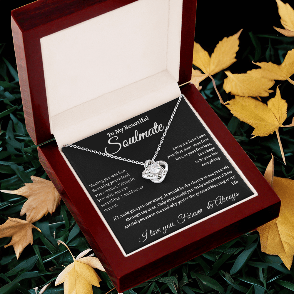Black Message Card Soulmate Necklace Romance Gift For Soul Mate With Message