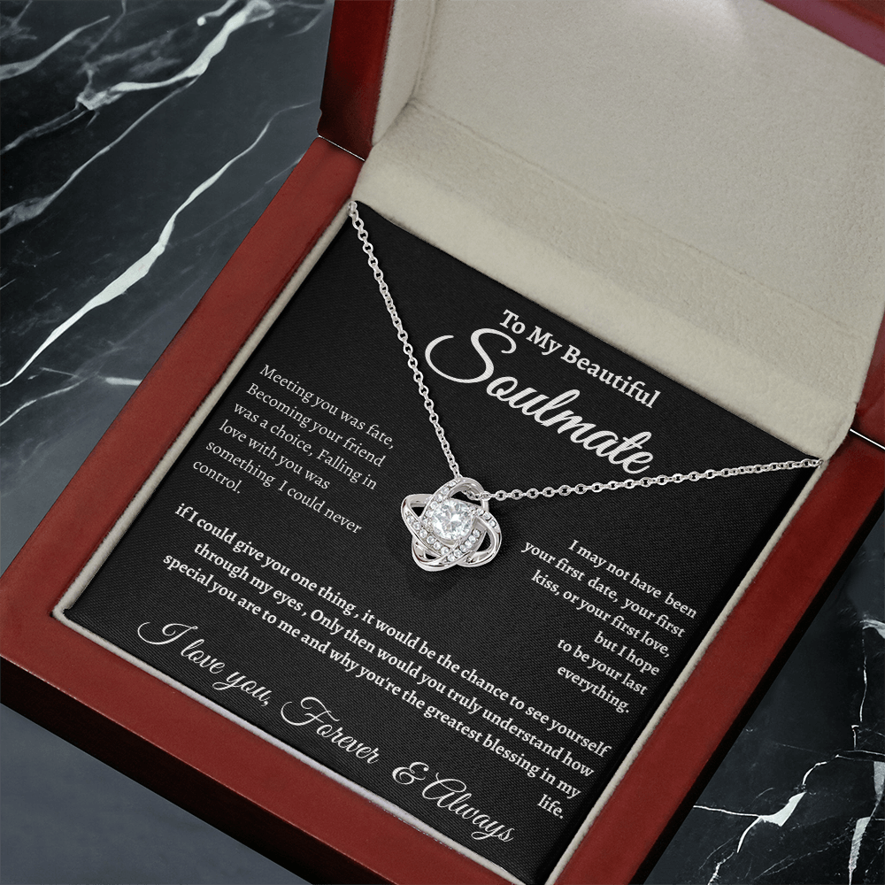 Black Message Card Soulmate Necklace Romance Gift For Soul Mate With Message