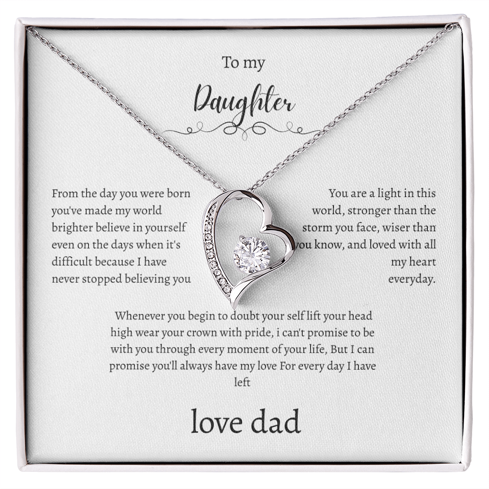 To My Daughter Gift From Dad White Message Card  Heart Necklace