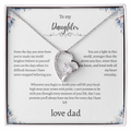 To My Daughter From Dad Flora Message Card Heart Necklace