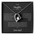 To My Daughter Gift From Dad Black Message Card Heart Necklace