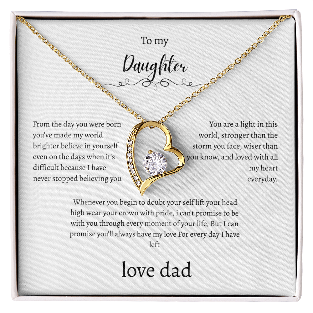 To My Daughter Gift From Dad White Message Card  Heart Necklace