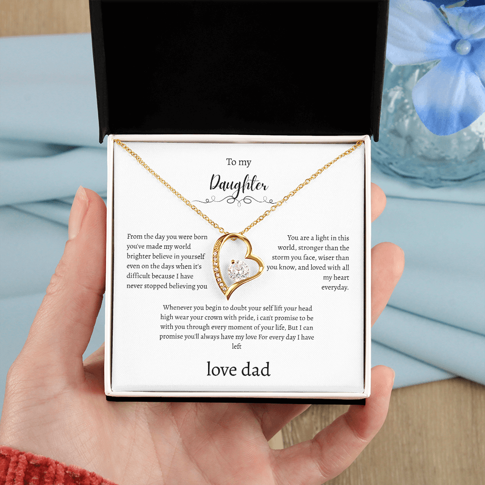 To My Daughter Gift From Dad White Message Card  Heart Necklace