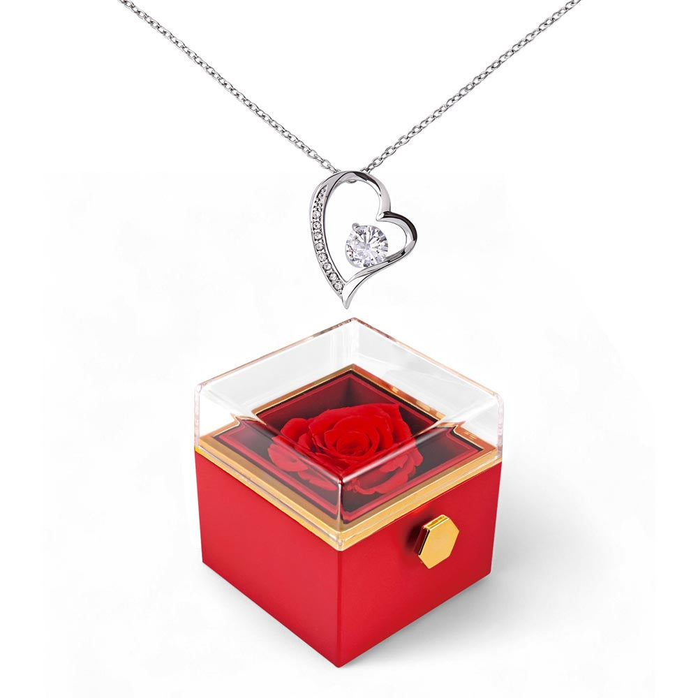 Rotating Rose Heart Necklace