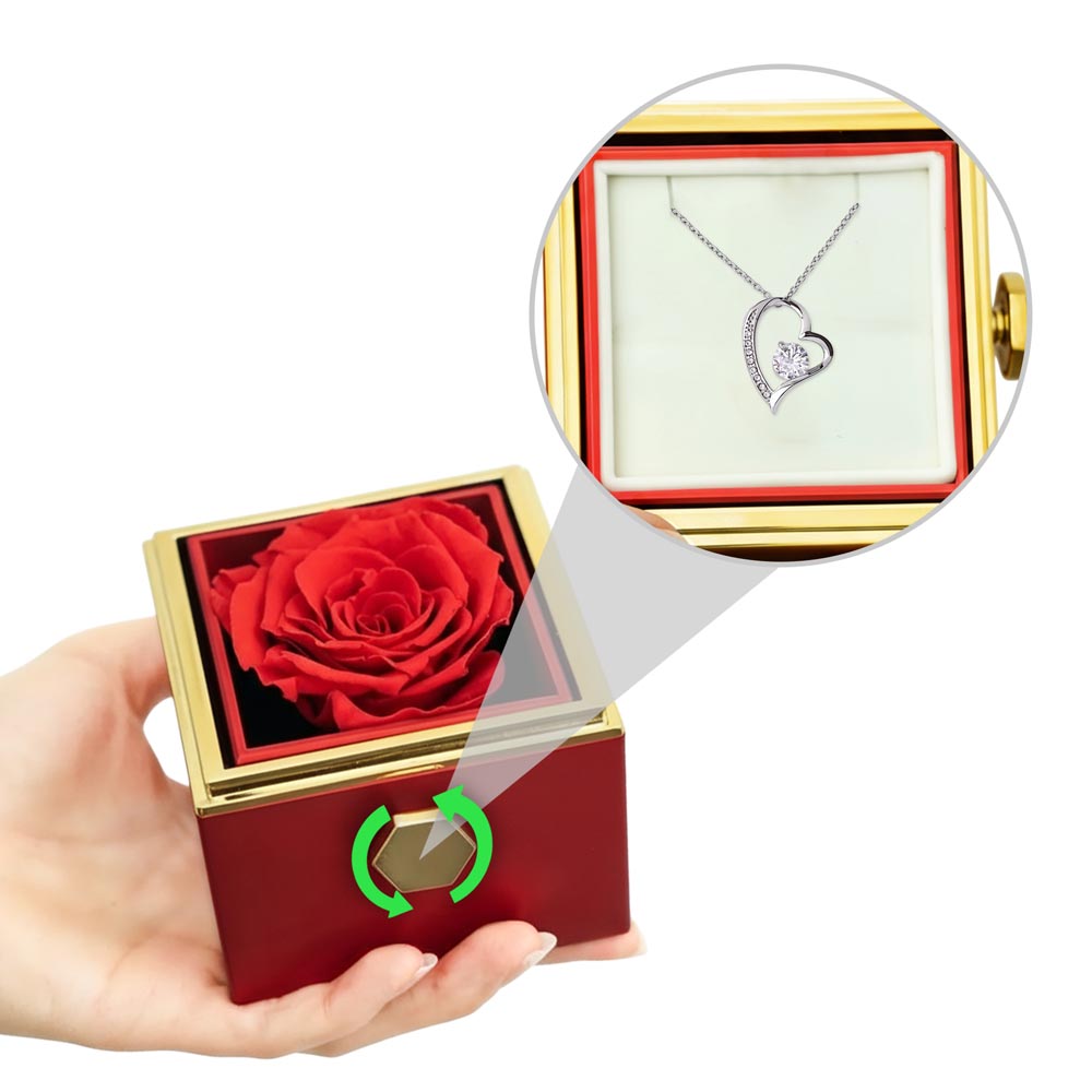 Rotating Rose Heart Necklace