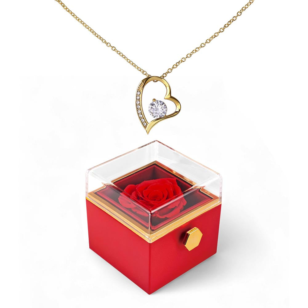 Rotating Rose Heart Necklace