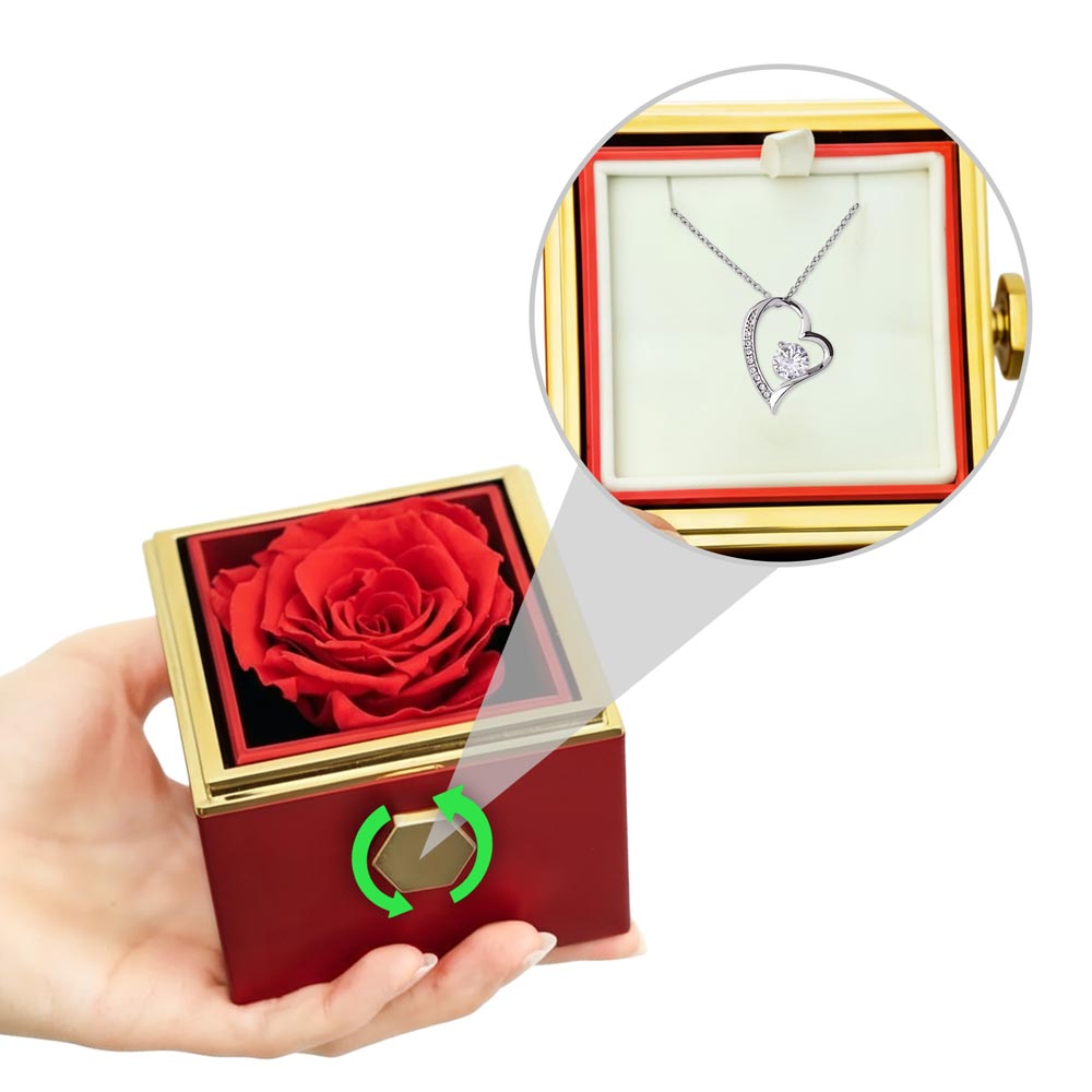 Rotating Rose Heart Necklace